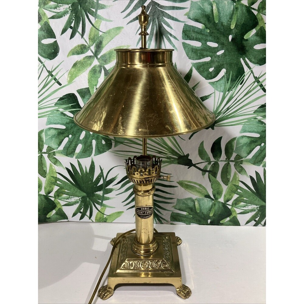 Vintage Paris/Istanbul  Orient Express Brass Clawfoot  Adjustable Table Lamp